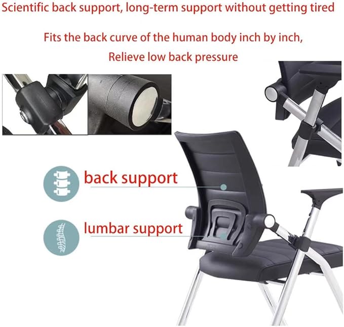 Comfortable Foldable Office Home Office ChairFolding Chair with Wheels Desk Chairs for Bedroom with Padded Seats Small SpacesGaming Ergonomic Foldable armrest360° RotationBlack