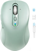 Wireless Bluetooth Mouse for LaptopUSB+BT×2Quiet Ergo Computer MousesMetal 4-Way Super Scrolling± 3200 DPIRechargeable10 ButtonPlug&ampPlayMulti Device Cordless Mice for iPadTabletMacPC(Gr