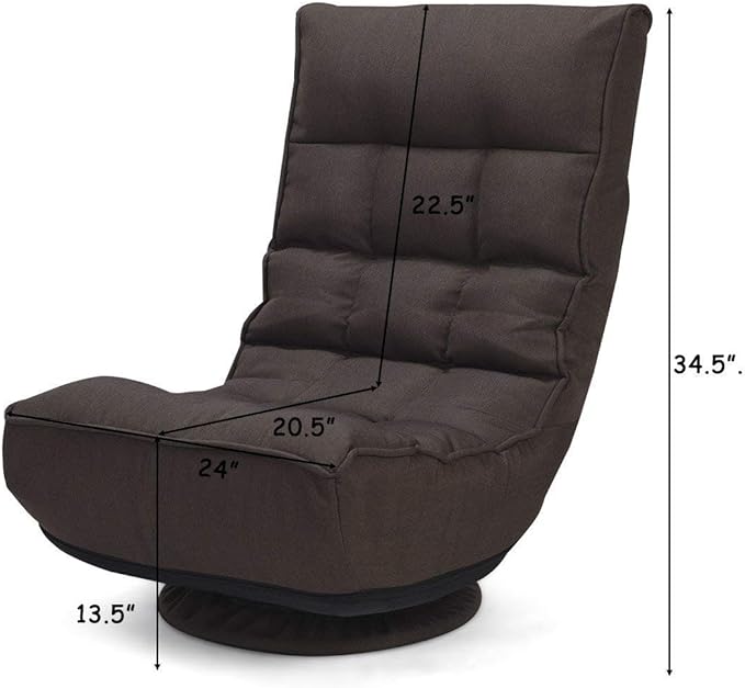 360 Degree Swivel Game Chair Folding 4-Position Adjustable Floor Lazy Sofa Chair