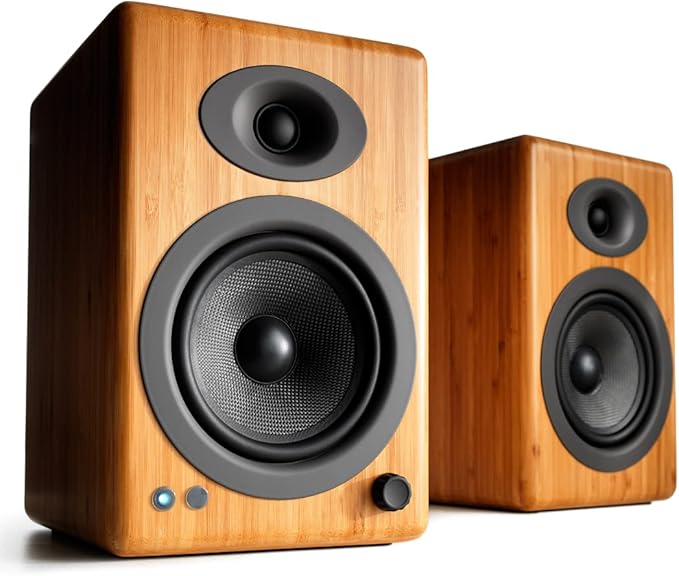 Audioengine A5+ Wireless Bluetooth Bookshelf Speakers - Premium 150W Stereo Speakers for Music Gaming Turntables Home Theater Systems - Powerful Studio Monitors
