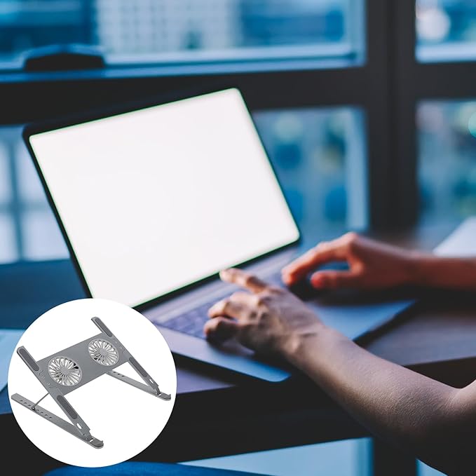 Aluminum Laptop Cooler Stand with USB LED Fan Ventilated Air Circulation and Protection for Gaming and Work and Practical Cooling Pad Holder