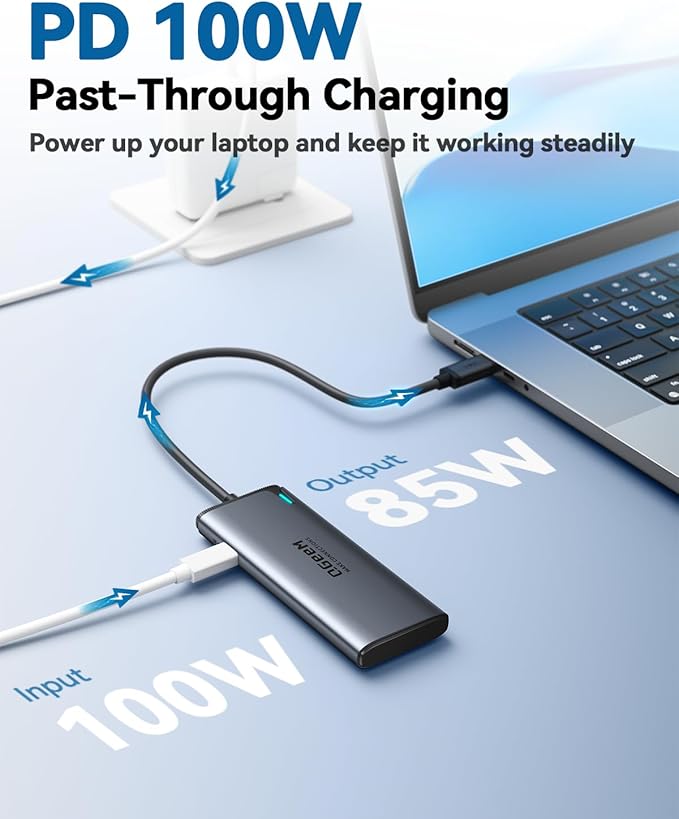 QGeeM USB C HubMultiple Converter Adapter 5 in 1Type C Splitter Extender with Single 8KDual 4K/60Hz10Gbps Data TransferPD 100Wfor MacBook ProiMacHP（M1/M2 only 1 Display