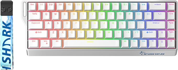 GK GAMAKAY x NaughShark NS68 Hall Effect Rapid Trigger Wireless Gaming Keyboard Bluetooth/USB-C/2.4GHz 8KHz Polling Rate 0.01mm RTOutemu Peach Crystal Magnetic Switch Keyboard (White-Shine Through)
