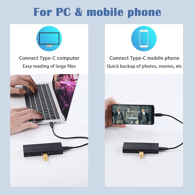 M.2 NVME SATA SSD Enclosure Adapter USB Hub 4 in 1 USB C 3.2 Gen2 10Gbps Support M.2 NVMe PCIe M-Key B+M Key Toolless Hard Drive Cover 2 USB2.0 Port SD/TF Readers for 2242/2260/2280 SSD