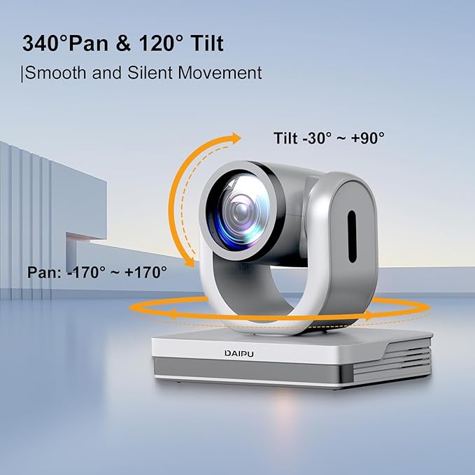 NDI PTZ Camera 60fps 20X Optical Zoom 1080P HDMI USB3.0 SDI LAN PoE AI Auto Tracking Conference Room Camera 1/2.8 CMOS Sensor 255 Presets for Church Worship Live Streaming Video Conference