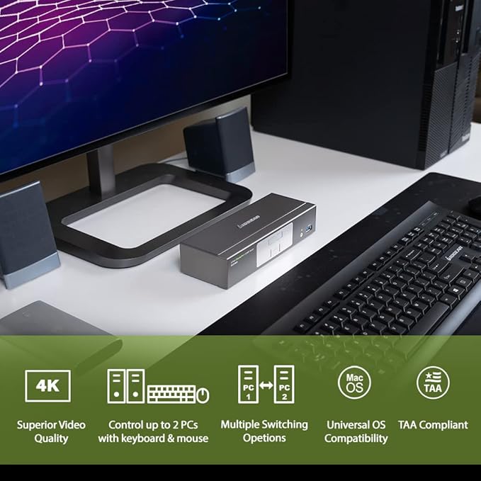 IOGEAR 2-Port 4K UHD DisplayPort KVMP Switch with USB 3.0 Hub (TAA Compliant)