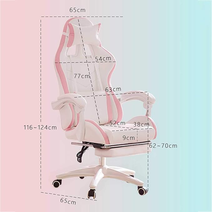 Ergonomic Designed Gaming Chair Racing Sport with Back Support Office Gaming Chair with Footrest and Lumbar Pillow Pink Executive Office Chair