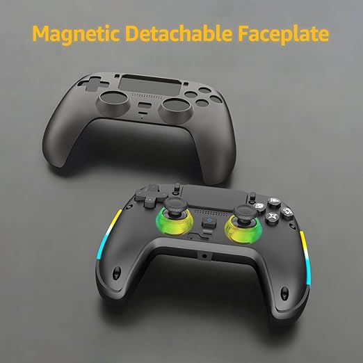 IWGAME Wireless Controller for PS-5/PC Gamepad Built-in Mic with 2 Back Buttons Support Remap/Combo Functions Hall Effect Trigger&ampJoysticks Motion Control 3.5mm Headphone Jack Cool RGB Light（