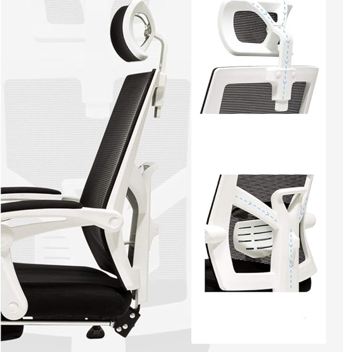 Swivel Office Chair Computer Chair Office Chair Backrest Gaming Chair The Company Chairs Reclining Ergonomic Chair with A Footrest White/Black Task Chair