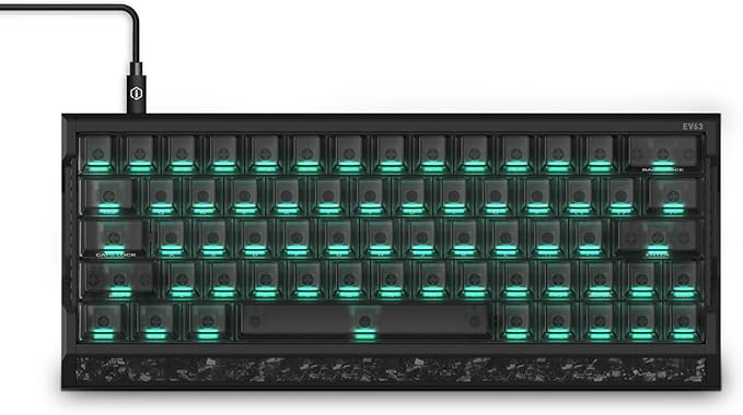 IQUNIX EV63 Hall Effect Magnetic Gaming Keyboard 60% | 0.01mm Rapid Trigger Adjustable Actuation 0.125ms Latency Hot-Swap SOCD RGB Aluminum with Forged Carbon (Dark Knight)