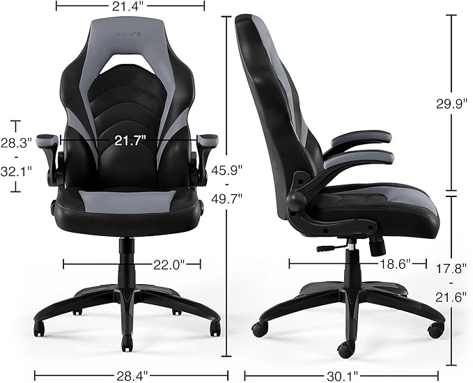 STAPLES Emerge Vortex Gaming Chair Ergonomic Adjustable Height Swivel Black 2-Pack