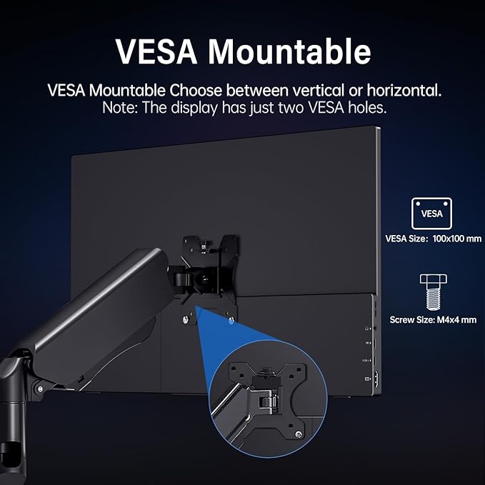 Portable Monitor 18.5 inch 100Hz FHD USB-C HDMI Travel Monitor w/Built-in Kickstand VESA &amp Speakers Eye Care HDR Portable Gaming Monitors