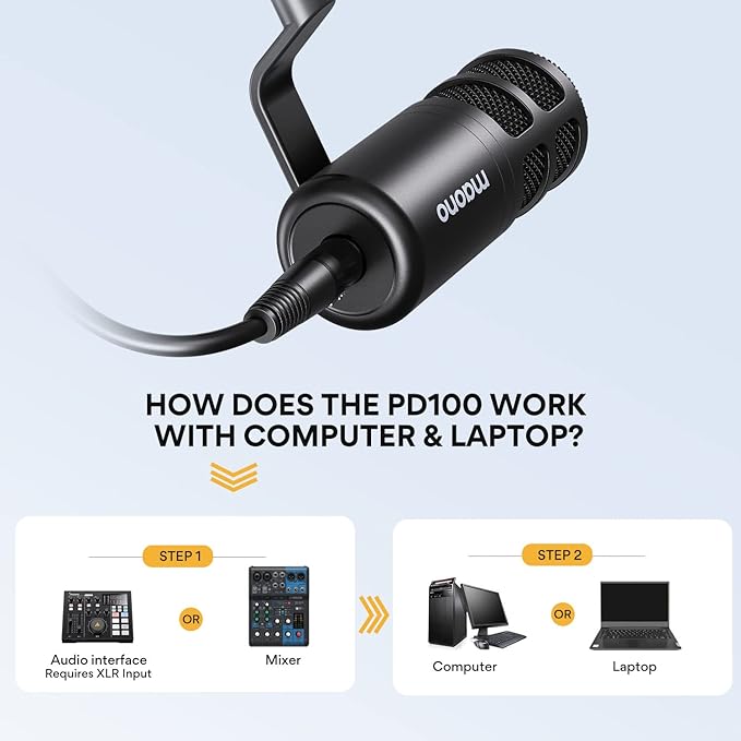 MAONO XLR Dynamic Microphone Studio Podcast Cardioid Mic for Live Streaming Vocal Recording Voice Over Voice Isolation Technology Metal Mic Bundle with Wired Headphones