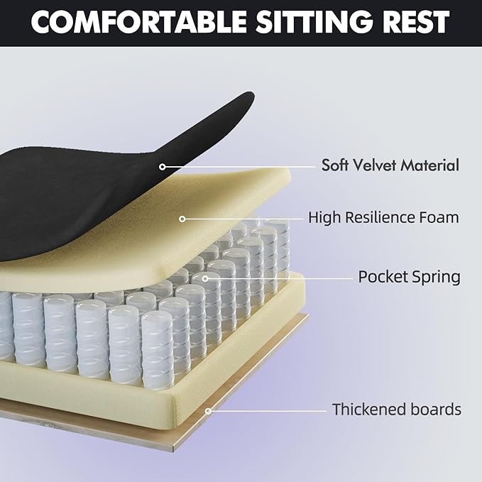 Soontrans Black Velvet Fabric Gaming Chairs with Footrest Ergonomic Comfortable Video Gamer Chair Reclining Office Computer Desk Game Chairs with Massage Lumbar CushionHeadrest for Adult