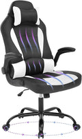 Racing Office Gaming Chair - High Back Executive Computer Desk Chair with Headrest Massage Lumbar Support - Black