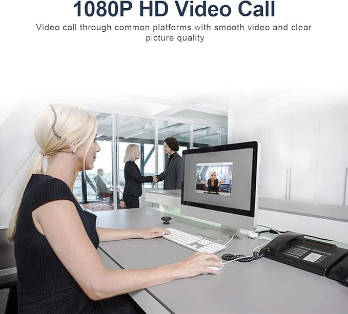 1080P HD Computer Camera Video Conference Camera Webcam 2 Pixel Auto Focus 360° Rotation USB Plug &amp Play with Microphone for Video Meeting Online Teaching Training Live Webcasting
