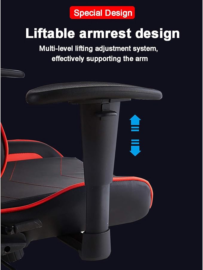 Office Chair Gaming Chair Computer Chair Racing Style Game Chair with Headrest and Lumbar PillowHigh Back Gaming ChairAndrgonomic Computer Chair E-Sports Swivel Chair PU Leather Gamer Chai