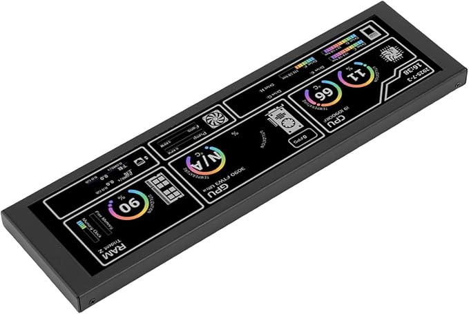 Jiawu Computer Temp Monitor 8.8 Inch FHD LCD Screen 1920x480 178° Viewing Angle Real Time PC Temperature Display Mini Monitor for PC with Type C Connectivity for CPU GPU RAM HDD (Black)