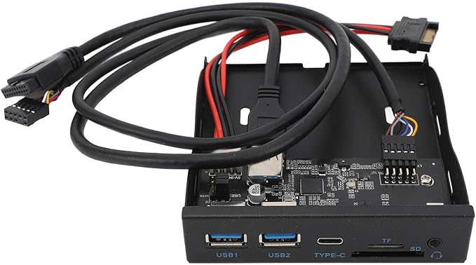 Front Panel USB 3.0 Hub 3.5 Inches USB Hub Front Panel 19PIN to C Port with 2xUSB3.0 1xTYPE C HD Sound SD Card/TF Card Reader for OS X Linux