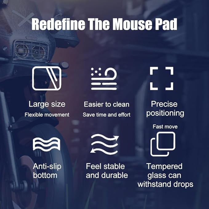 Docooler Photovoltaic Glass Gaming Mouse Pad with Non-Slip Tempered Glass Professional Mouse Mat for Desk Special Glass Surface＆Sides All Around for Computers Gamer Office&ampHome3 Sizes (All Blac