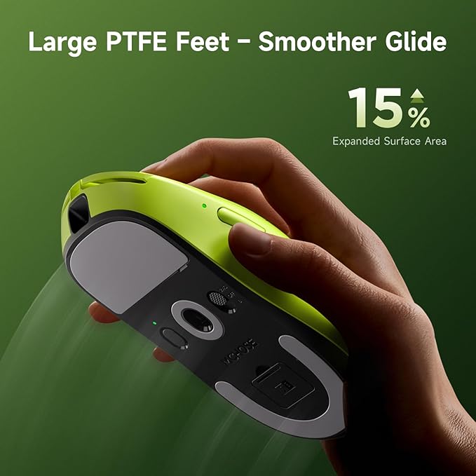 MCHOSE A7 V2 Ultra Wireless Gaming Mouse for Esports 59 g PAW3950 TI 42K DPI TOPSPEED Dual 8K Polling Rate 130 Hour Battery Life PC/Mac Green