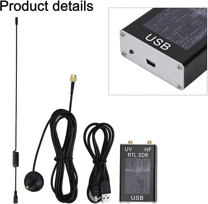 USB Tuner Receiver with RTL2832U+R820T2 Chipset Supports AM NFM FM USB LSB CW RF Shortwave Direct Sampling Covers VHF UHF Bands 24-1766MHz for Amateur Radio