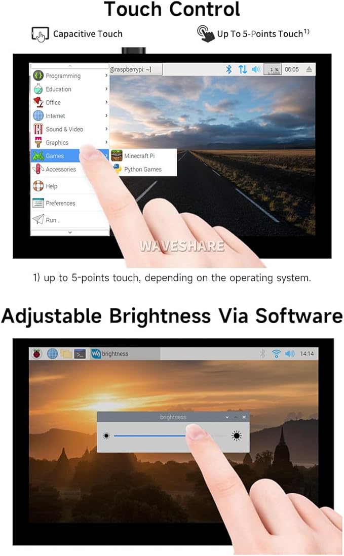 waveshare 5inch Capacitive Touch Display DSI Interface LCD 800×480 Screen Compatible with Raspberry Pi 5/4B/3B+/3A+/3B/2B/B+/A+/CM3/3+/4