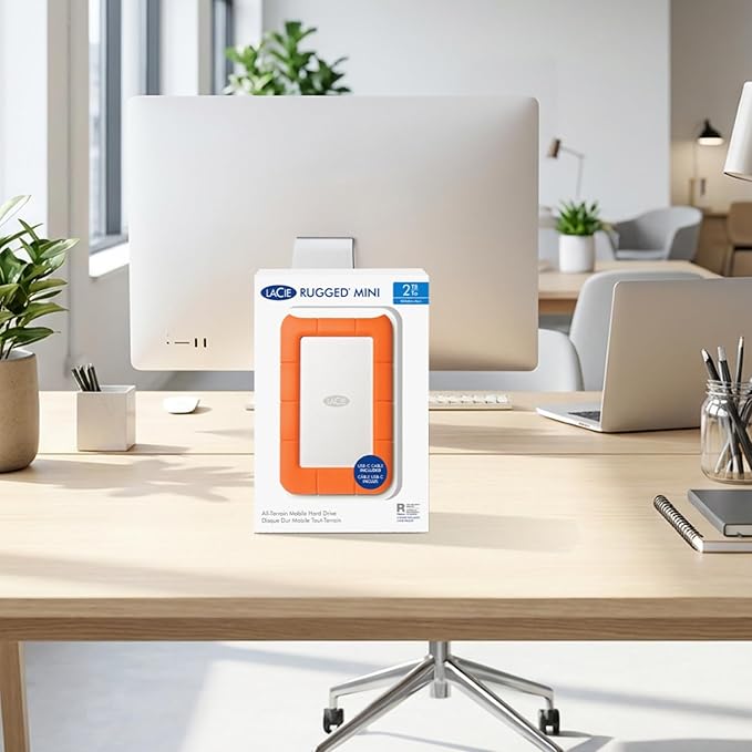 LaCie (LAC9000633) Rugged Mini 4TB External Hard Drive Portable HDD – USB 3.0 USB 2.0 Compatible Drop Shock Dust Rain Resistant Shuttle Drive For Mac And PC Computer Desktop and Laptop Orange