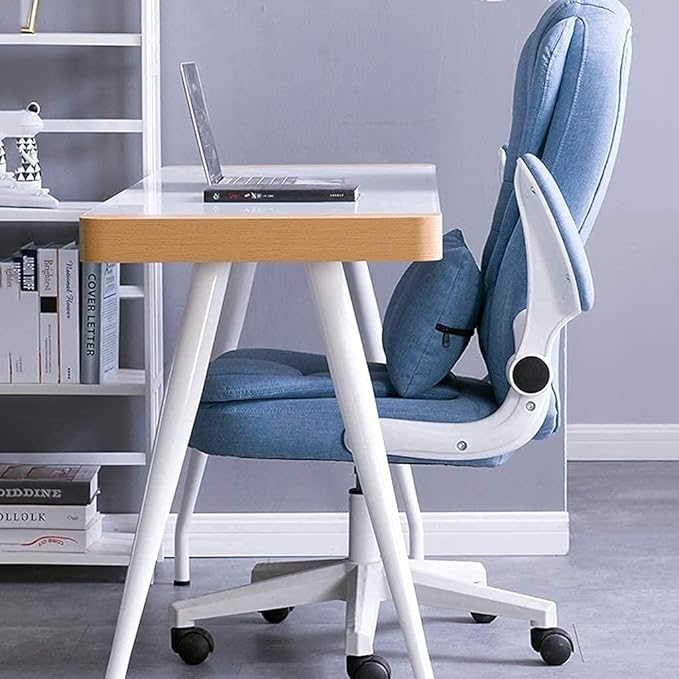 Katzowen Office Chair Swivel Desk Chair Gaming Chair Office Chair Executive Chair Linen Fabric Home Office Chair Ergonomic Waist Support Computer Swivel Chair As Shown