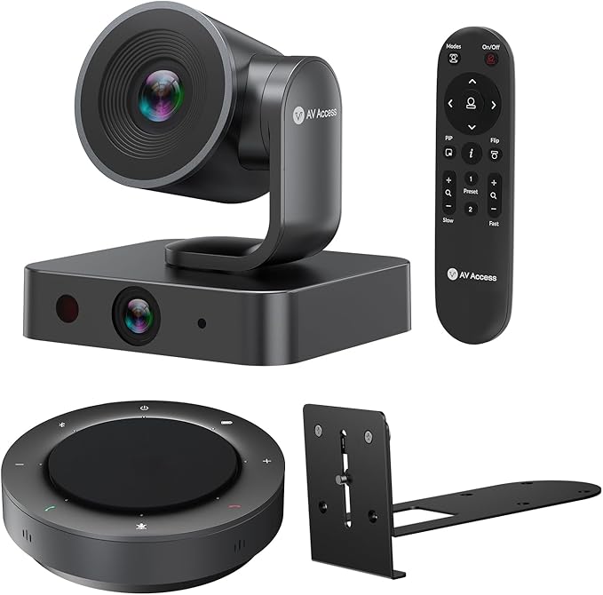 4K Conference Room Camera System AI Auto-Tracking PTZ Camera 15x Zoom(3x Optical) with Bluetooth Speakerphone Set 120° Wide-Angle 16-Foot Mic Pickup for Zoom YouTube Teams OBS and More