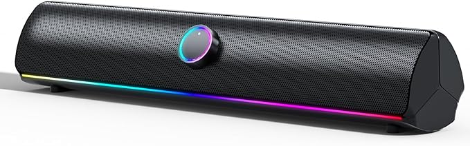 Computer Speakers for Desktop PCComputer Sound bar2600mAh PC SoundbarBass BoostHiFi Stereo Bluetooth Desktop Speakers with Touch Buttons for LaptopsPhoneGreat for GamersFamilies
