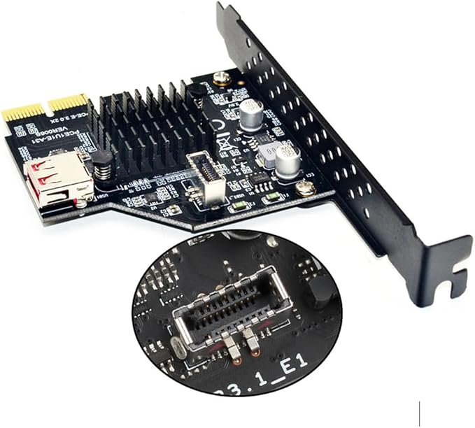NFHK USB 3.1 Front Panel Socket USB 2.0 to PCI-E Express Card Adapter for Motherboard
