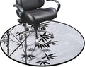 Black White Chair Mat Office Protector for Hardwood Floors Anti-Slip Floor Protection Mat Multi-Purpose Chair Carpet for Desk Bamboo Leaves on Clear Simple Background Diameter 55 in