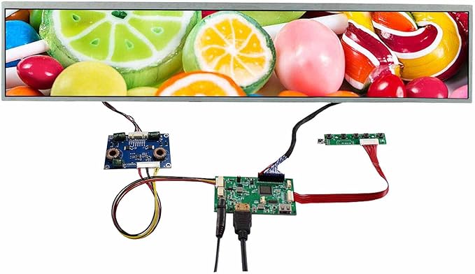 VSDISPLAY 24 Inch 1920x360 Strip Style LCD Screen DV240FBM-NB0 Supports 180 Degree Rotate Image with USB LCD Boardas DIY Extended Display Panel/Topper Monitor for Gaming Cabinet