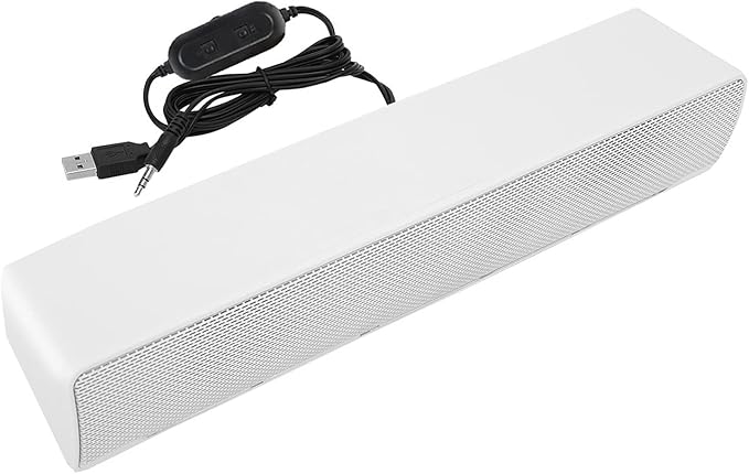 GOTOTOP Computer SpeakersSADA USB Powered Stereo Speaker with DSP Bass Technology 3.5mm Audio Jack for PC 2.0 ChannelLaptop Smartphone Tablet MP3 MP4 (White)