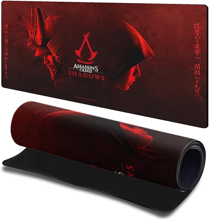 Head Case Designs Officially Licensed Assassin's Creed Yasuke and Naoe Shadows Graphics 23.62 x 11.81 x 0.12 inches (600 x 300 mm) - L Gaming Office Desk PC Keyboard Mouse Mat Pad