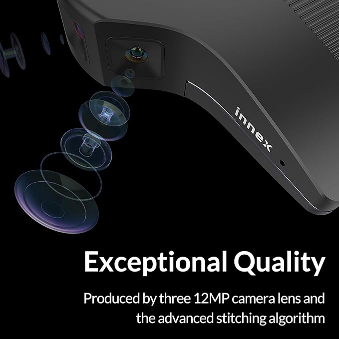 Innex C831 180° Panoramic 4K Wide Angle Webcam with Microphone AI Facial Tracking for Windows Mac Easy Setup Conference Room Camera with Flexible View Angle for Meeting Room Huddle Space