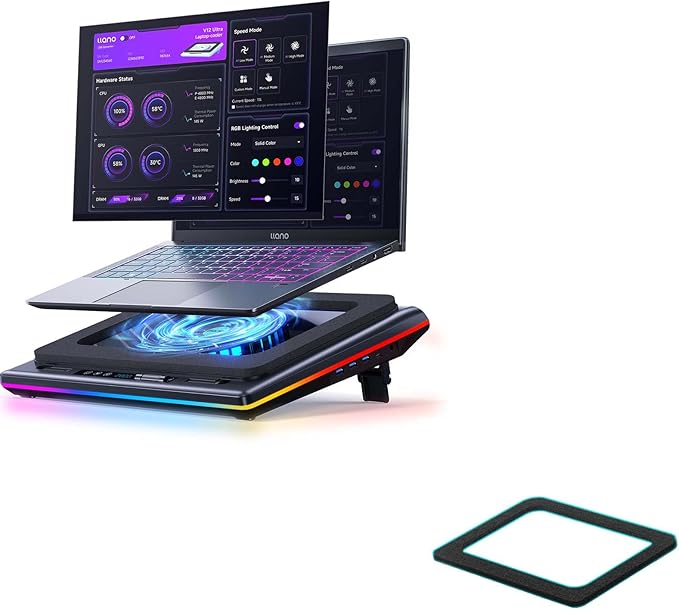 llano V12 Ultra Laptop Cooling Pad Bundle with Memory Foam Seal &amp Dust-Proof