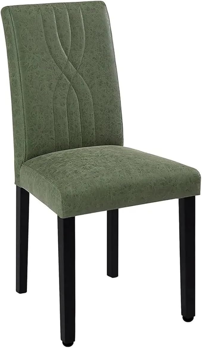Adjustable Office Computer Chair with Armrest 1pcs Green Leather Upholstered Dining High Back Chair Solid Wood Legs for Kitchen Living Room