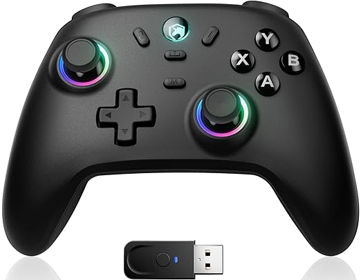 ECHTPower Wireless PC Gaming Controller - Hall Effect Joystick 2.4G &amp Wired 1000Hz Polling Rate 800mAh Battery Adjustable Turbo/Vibration - for PC/Switch/iOS/Android