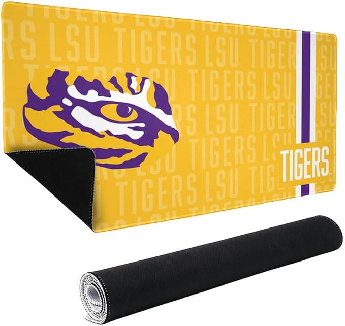 LSU Tigers Mascot Large Gaming Mouse Pad Desk Mat with Stitched Edges Non-Slip Base for Gamer Home and Office 31.5 x 15.7