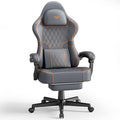 Ferghana Leather Ergonomic Gaming Chair with Footrest and Linkage Armrest High Back Computer Game Chair with Massage Lumbar Support for Adult(Grey)