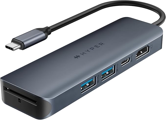 HyperDrive Next 6 Port USB C Hub for Mac PC Chromebook with 4K60Hz HDMI 2 USB-A USB-C 10Gbps 100W Power Delivery 312 MB/s SD Card Reader Ports