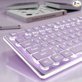 EWEADN GX710S Backlit Computer Keyboards Wired USB Keyboard with White Backlit Metal Panel Plug and Play Pudding Keycaps Full Size Quite Computer Keyboard for Win/PC/Laptop-Purple