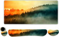 Keyboard Mouse Pad Set Extended Gaming Mouse Pad +Keyboard Wrist Support +Mouse Wrist Rest +Coaster 35.4x15.7 in XXL Large Ergonomic Desk Mat 4in1 Set for Home Office Sunset Misty Forest