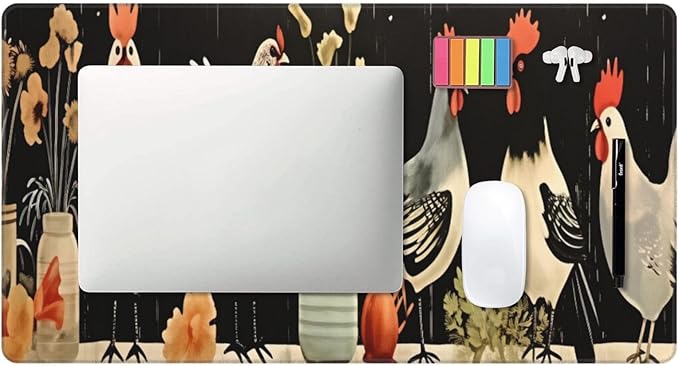Cartoon Chicken Desk Cover MatExtended Large Mouse PadComputer Laptop Mat Desk Decor for Office Game Home 30x16 Inch