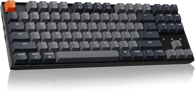 Keychron K8 Tenkeyless Wireless Mechanical Keyboard for Mac White Backlight Bluetooth Multitasking Type-C Wired Gaming Keyboard for Windows with Brown Switch