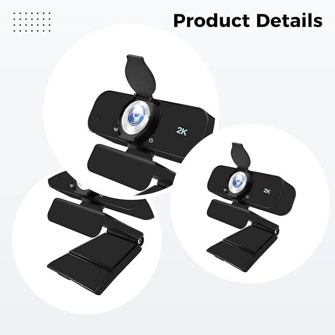 Built-in Microphones USB 2K Webcam with Tripod Plug-and-Play for Streaming and Video Conferences
