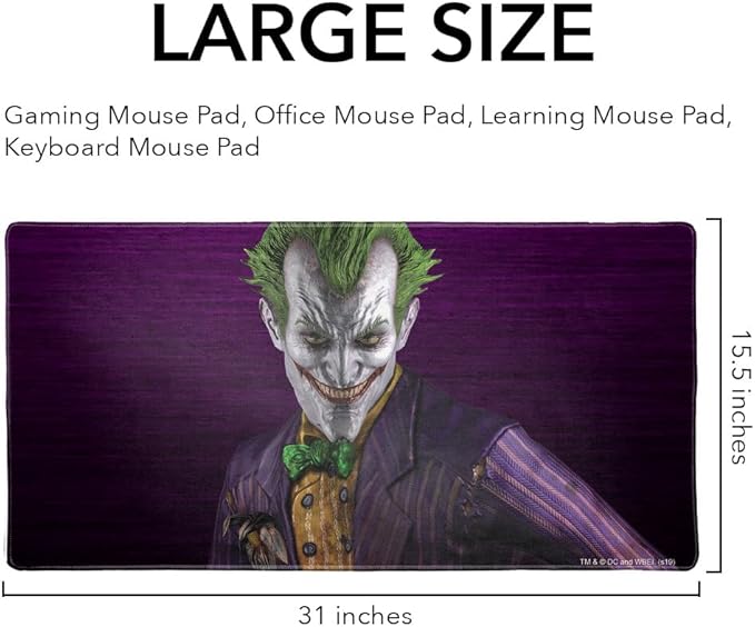 Batman Arkham Asylum Video Game Joker Large Gaming Mouse Pad Desk Mat with Stitched Edges Non-Slip Base for Gamer Home and Office 31.5 x 15.7