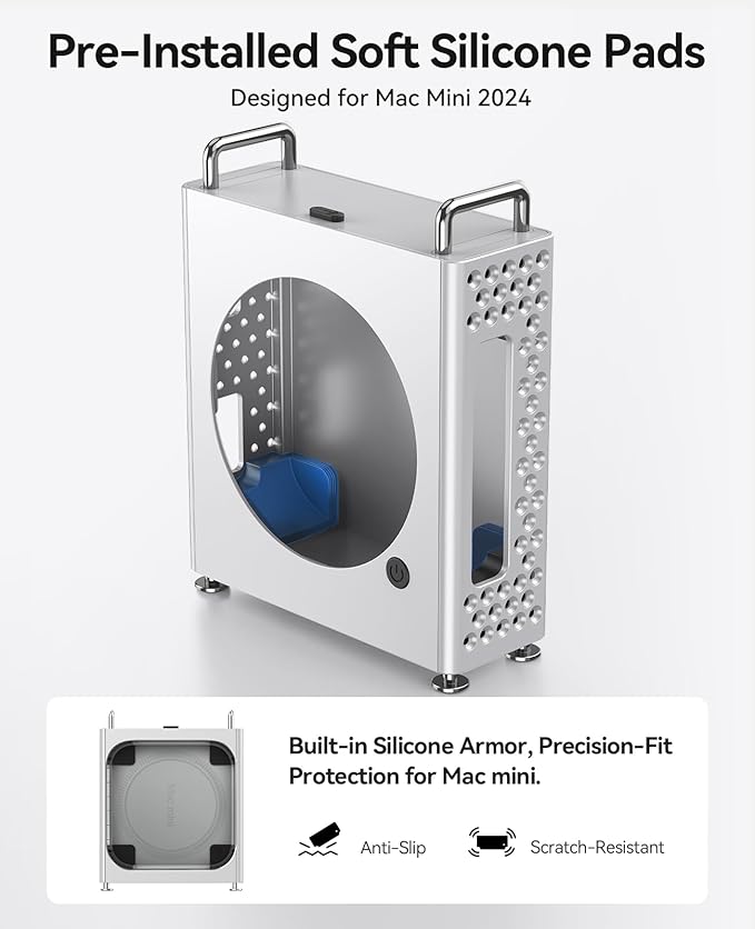 ORICO MiniPro Aluminum Stand for Mac mini M4/M4 Pro Vertical Mount Holder Case Durable Mini PC Accessories for Mac mini M4 (MS10)